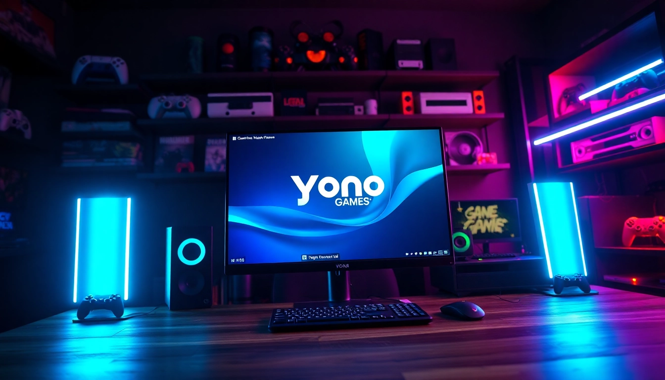 Engaging yono 777 gaming setup with vibrant lighting and stunning game interface.