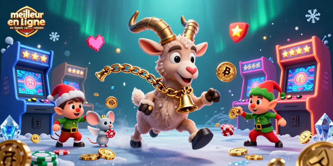 Illustration dynamique représentant le meilleur casino en ligne retrait rapide avec un Krampus et des gremlins.