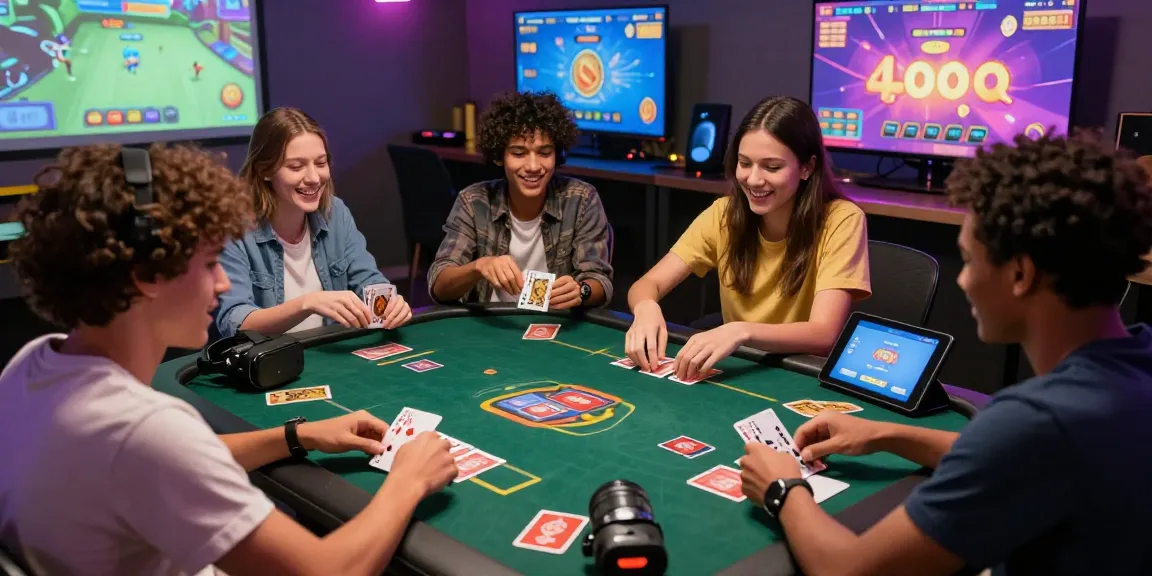 Yo88 gaming experience with friends enjoying card games and vibrant interfaces in a modern setting