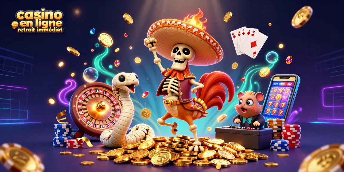Casino en ligne retrait immédiat avec gain instantané et célébrations de victoire