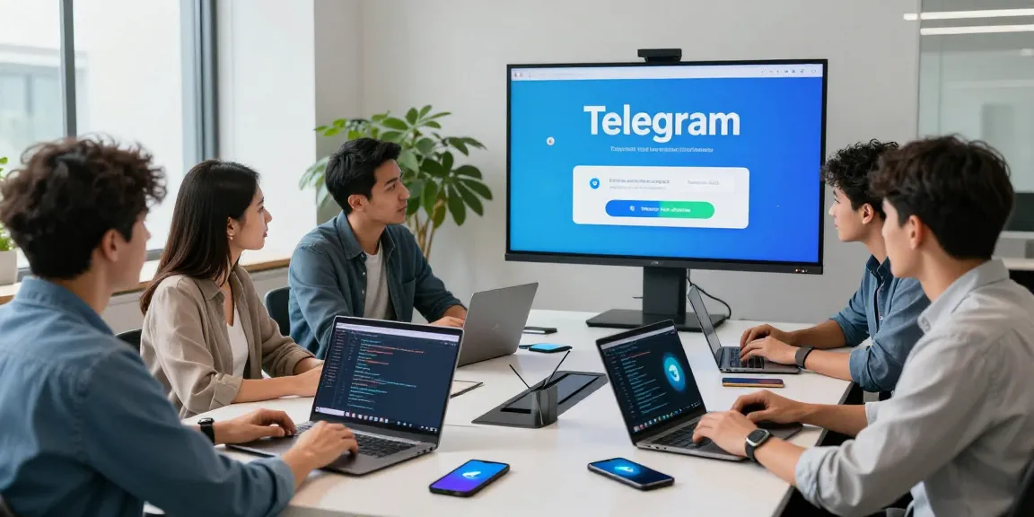 Team collaborating on Telegram下载 integration in a modern tech workspace.