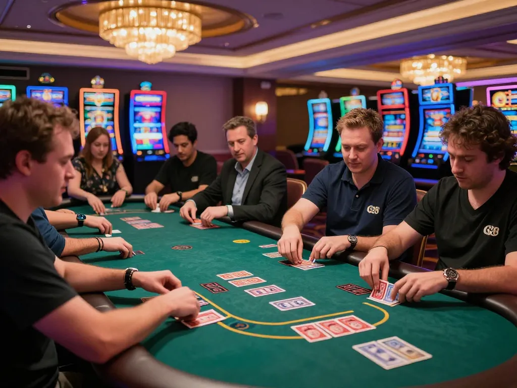 Experience the thrill of blackjack at G28's vibrant casino tables, where excitement awaits.