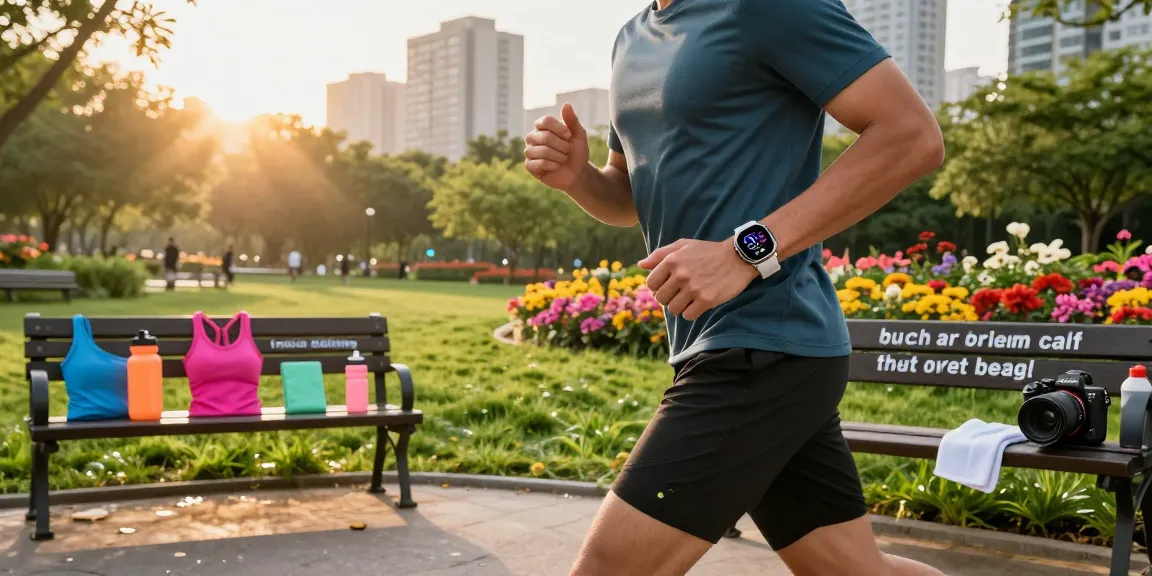 Smartwatch Fitbit Luxe terlihat pada pergelangan tangan saat jogging di taman kota, menggambarkan kehidupan aktif dan teknologi kesehatan https://www.polarfitbitshop.com/fitbit-luxe/.