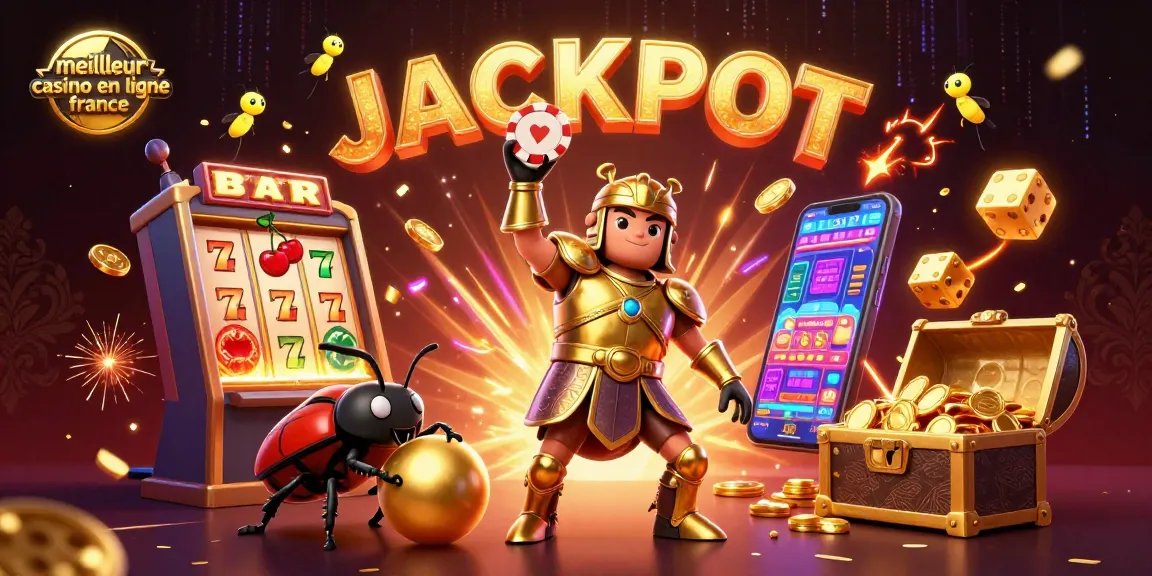 Profitez du meilleur casino en ligne France avec une illustration vibrante de jackpots et d'énergie.
