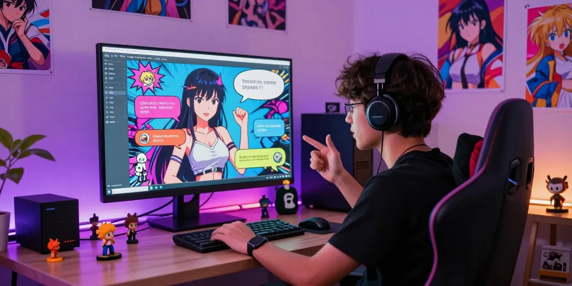 Engaging interaction with hentai chat AI character in vibrant anime-themed setting.