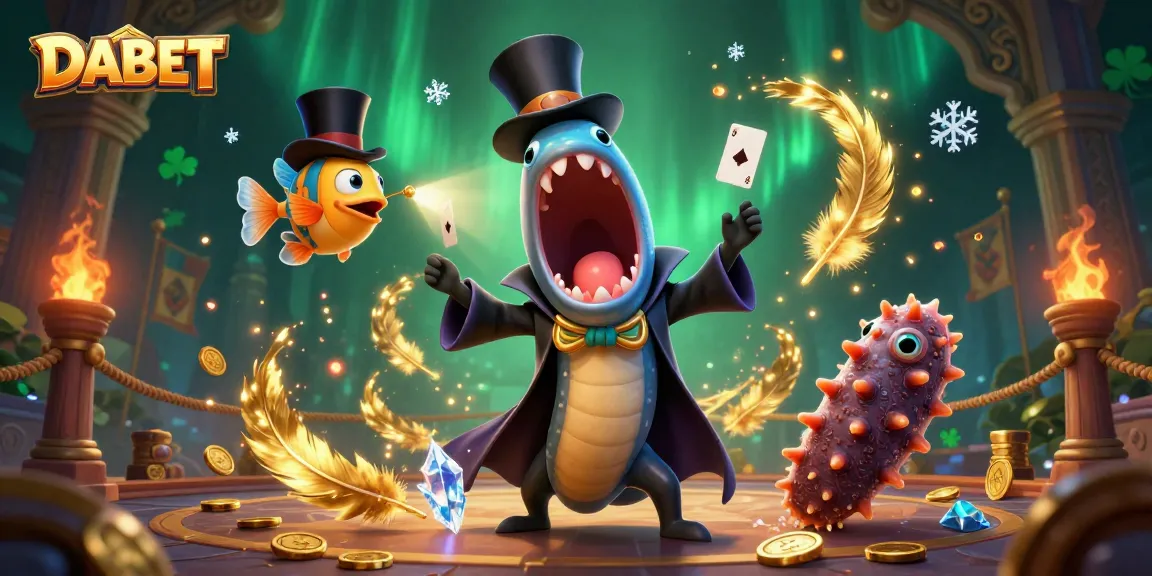 Engage in exciting games at DABET with vibrant visuals featuring a deep-sea magician's magic act.