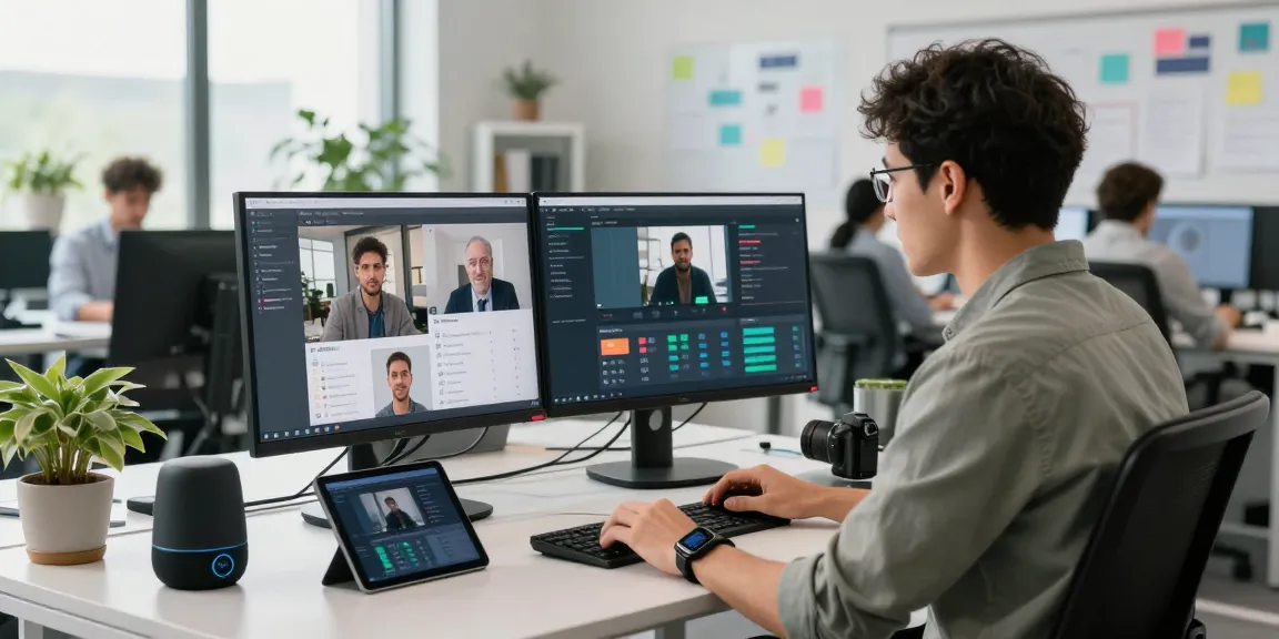 AI image detector software in action, analyzing flagged content in a modern office.