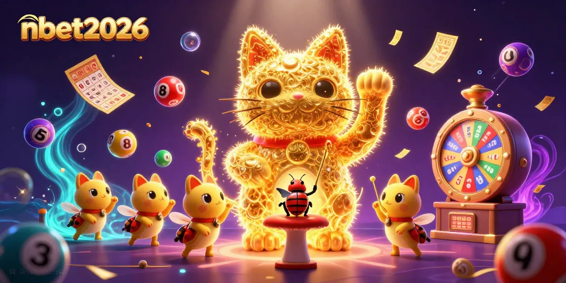 Engage with nbet2026's vibrant jackpot scene featuring a lucky cat amidst colorful casino elements.