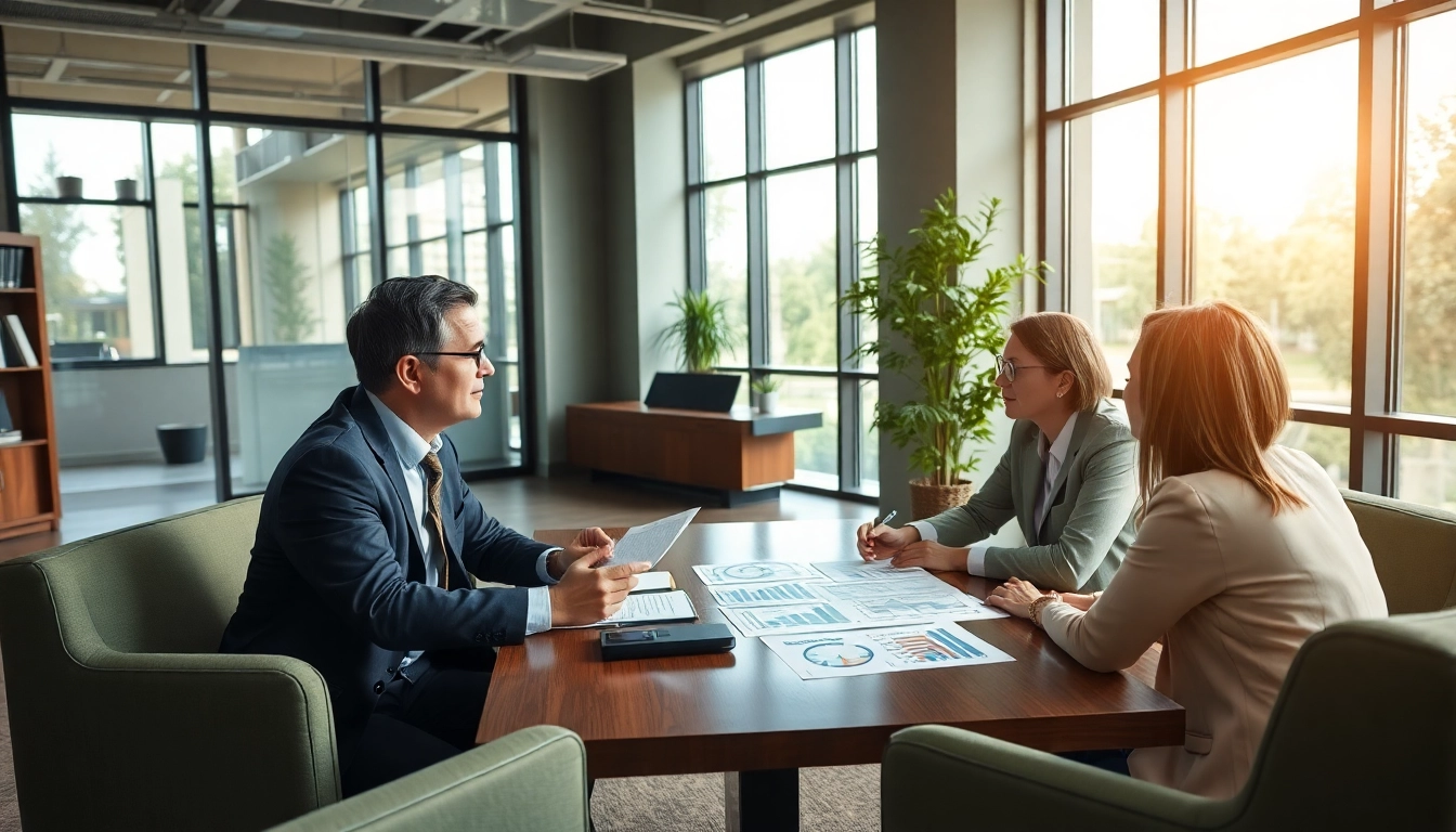Engaging discussion about Testamentary Trusts among a lawyer and clients in a modern office.