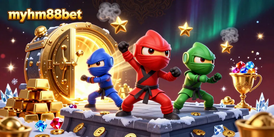 Experience thrilling action with myhm88bet as chameleon ninjas unleash gold and gems amidst a vibrant backdrop.
