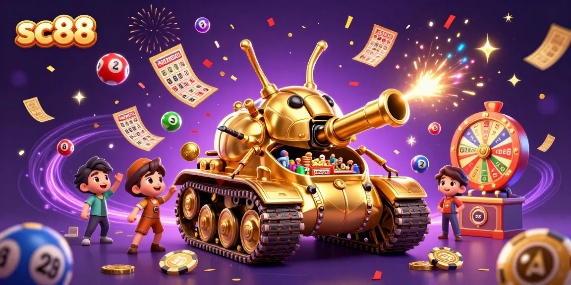 Experience excitement with sc88 as colorful lottery elements and a golden beetle casino come alive.