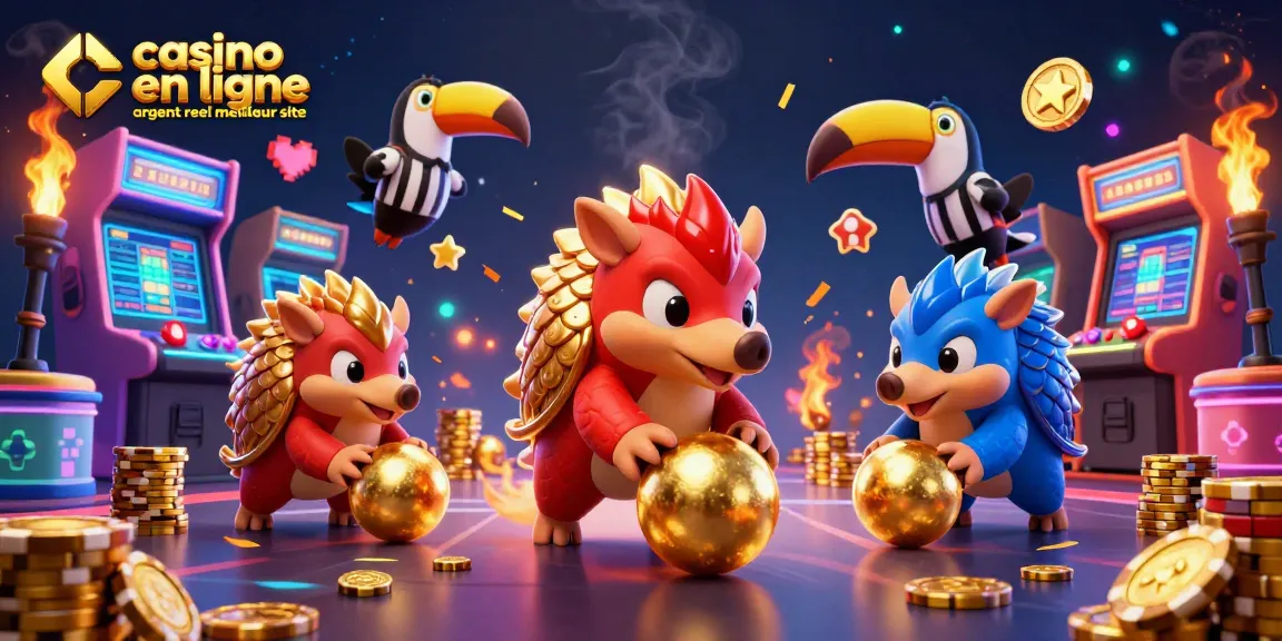 Illustration dynamique de pangolins rivalisant au casino en ligne argent réel meilleur site.