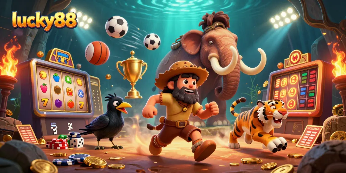 Experience the excitement of lucky88 with our vibrant casino illustration featuring dynamic game elements and characters.