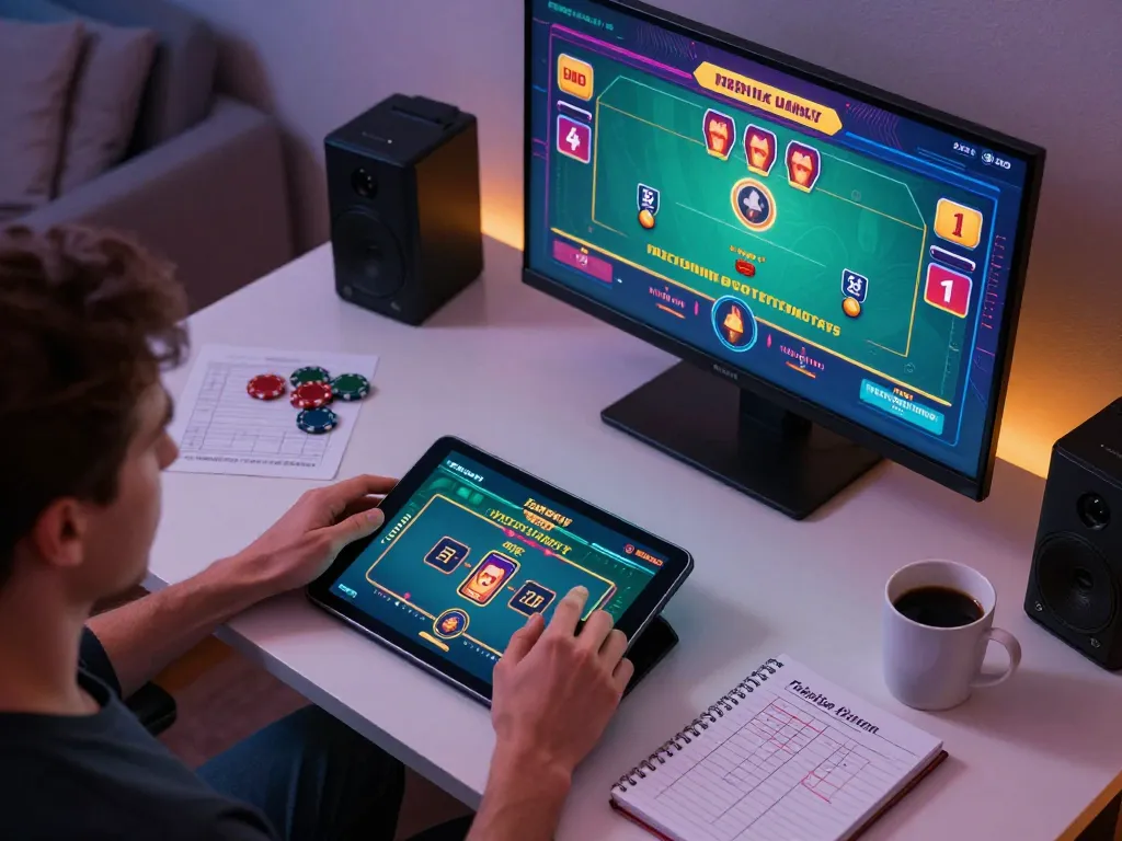 Engaging user playing with 789clubgo online casino app on tablet, showcasing lively gaming environment.