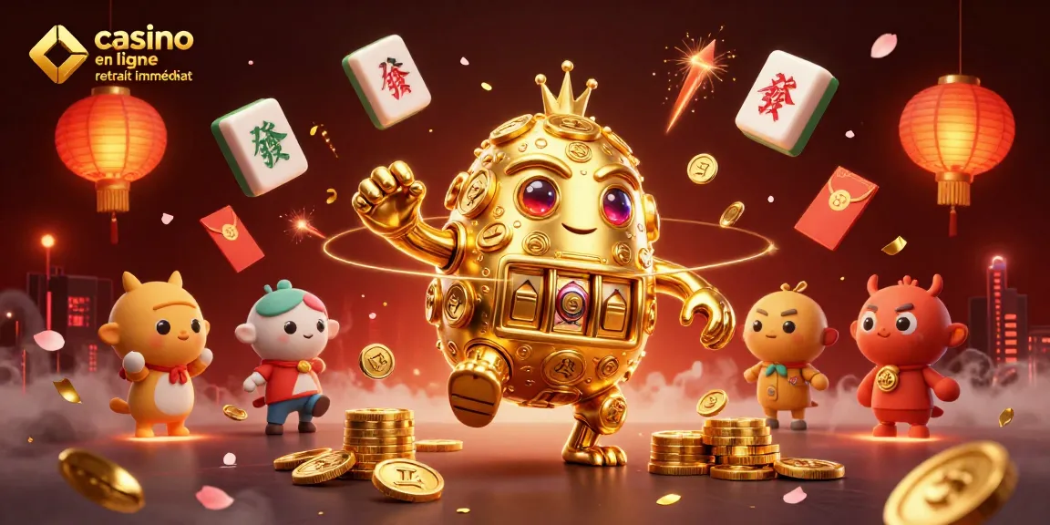 Jouez et gagnez avec le casino en ligne retrait immédiat, illustré par un golem en pièces d'or.