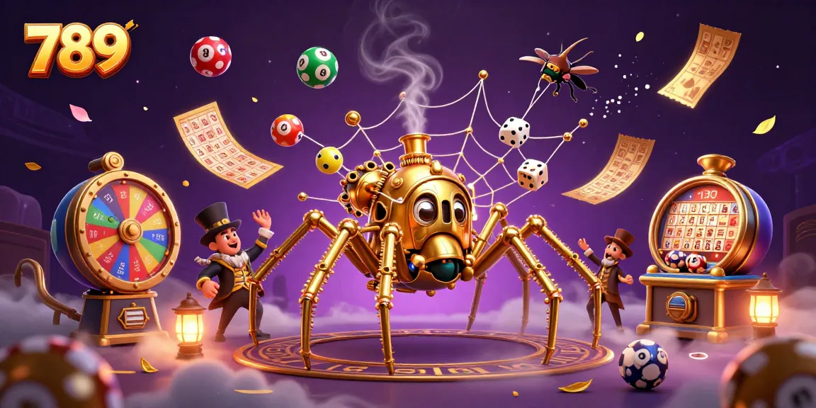 Engage with 789's dynamic steampunk casino scene filled with vibrant gaming elements and whimsical characters.
