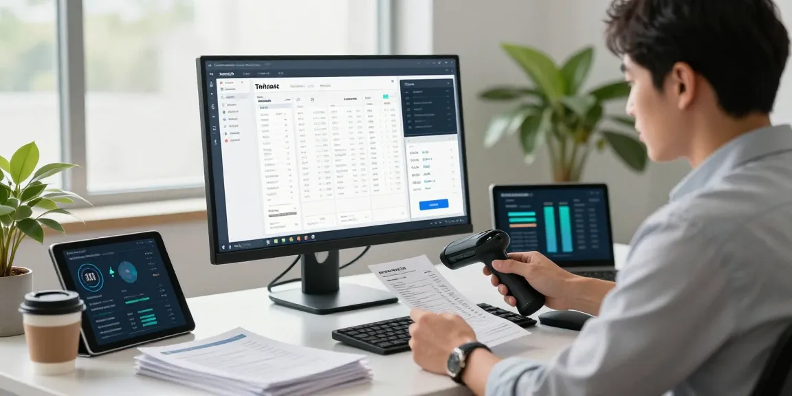 Detect fraud receipt using AI tools in a modern workspace with digital analytics.