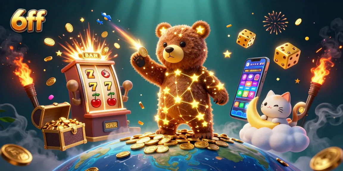 Experience winning with 6ff in a vibrant casino scene filled with gold and colorful game elements.