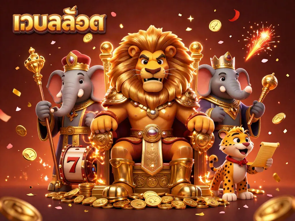 Experience thrilling slot action with เว็บสล็อต and vibrant characters in this dynamic casino illustration.