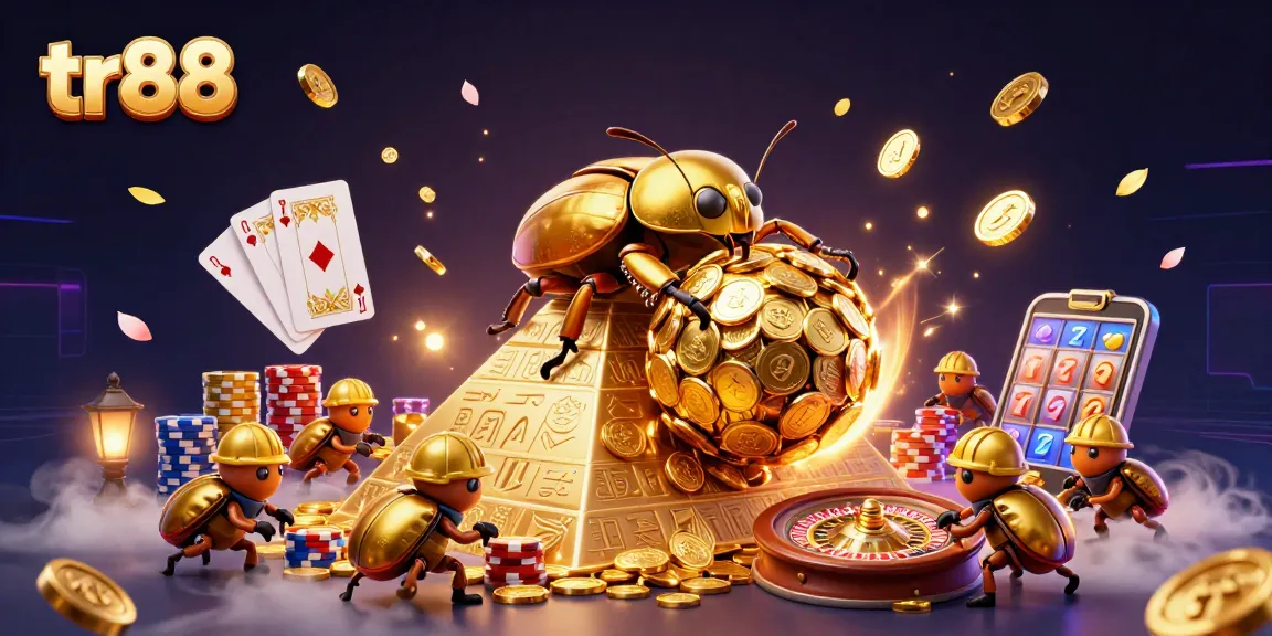 tr88 showcases a vibrant online gambling experience with gold coins and casino symbols.