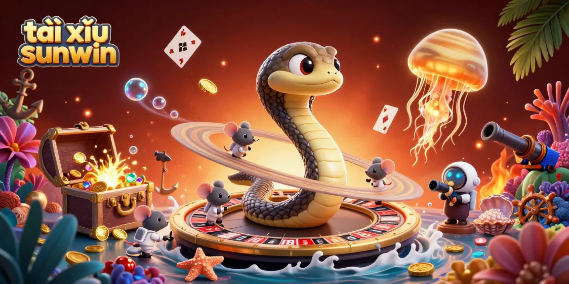 Experience the excitement of tài xỉu sunwin with a vibrant 3D scene showcasing unique cosmic gambling elements.