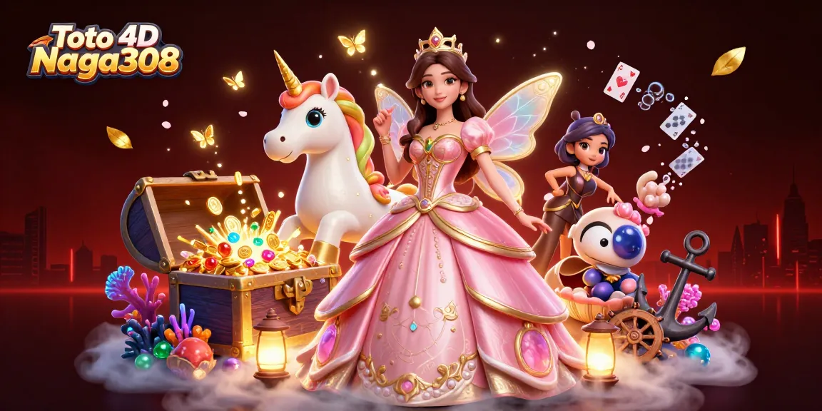 Engage with Toto 4D Naga308 in a vibrant, enchanting casino-themed world full of treasures and action.
