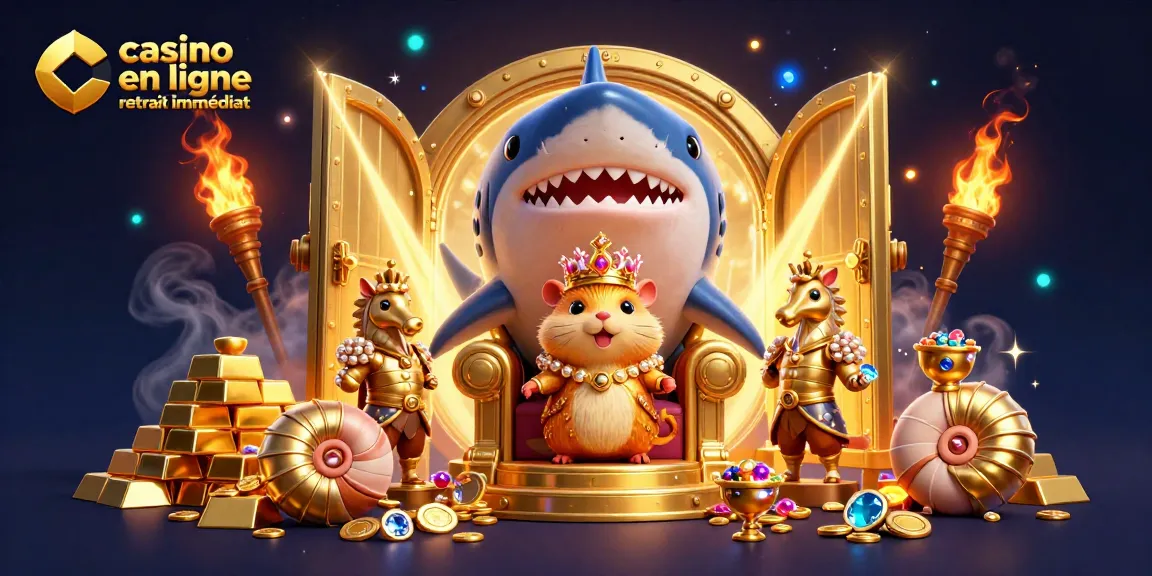 Découvrez le casino en ligne retrait immédiat avec un roi hamster et des gardes s'élevant au-dessus des trésors.
