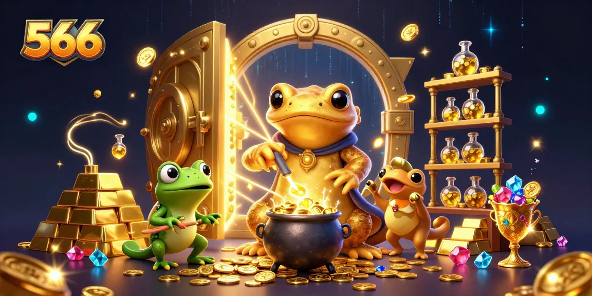 Engage in thrilling casino adventures with 566 as gold coins overflow in this dynamic gambling illustration.
