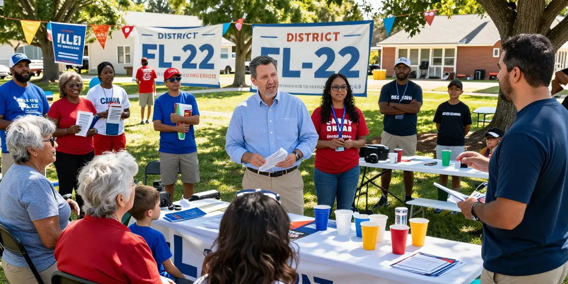 Casey Askar engaging with FL-22 voters at a community event, showcasing political campaign efforts