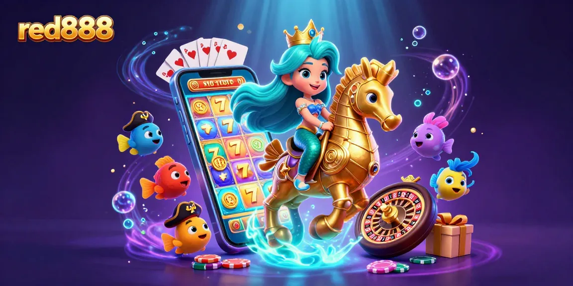 Experience vibrant slot gaming in the underwater realm of red888 with enchanting characters.